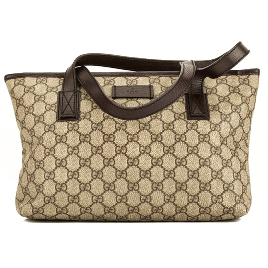 G*G Brown leather GG Supreme Canvas Tote Bag  (4050009)