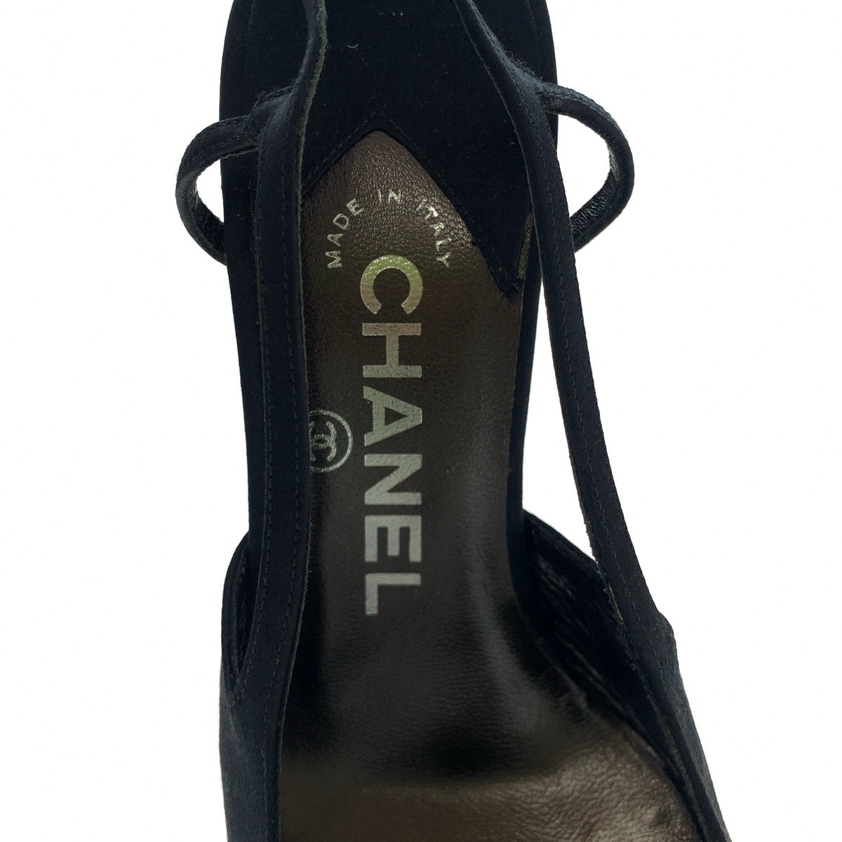 Chanel Satin Coco Mark Black Pumps