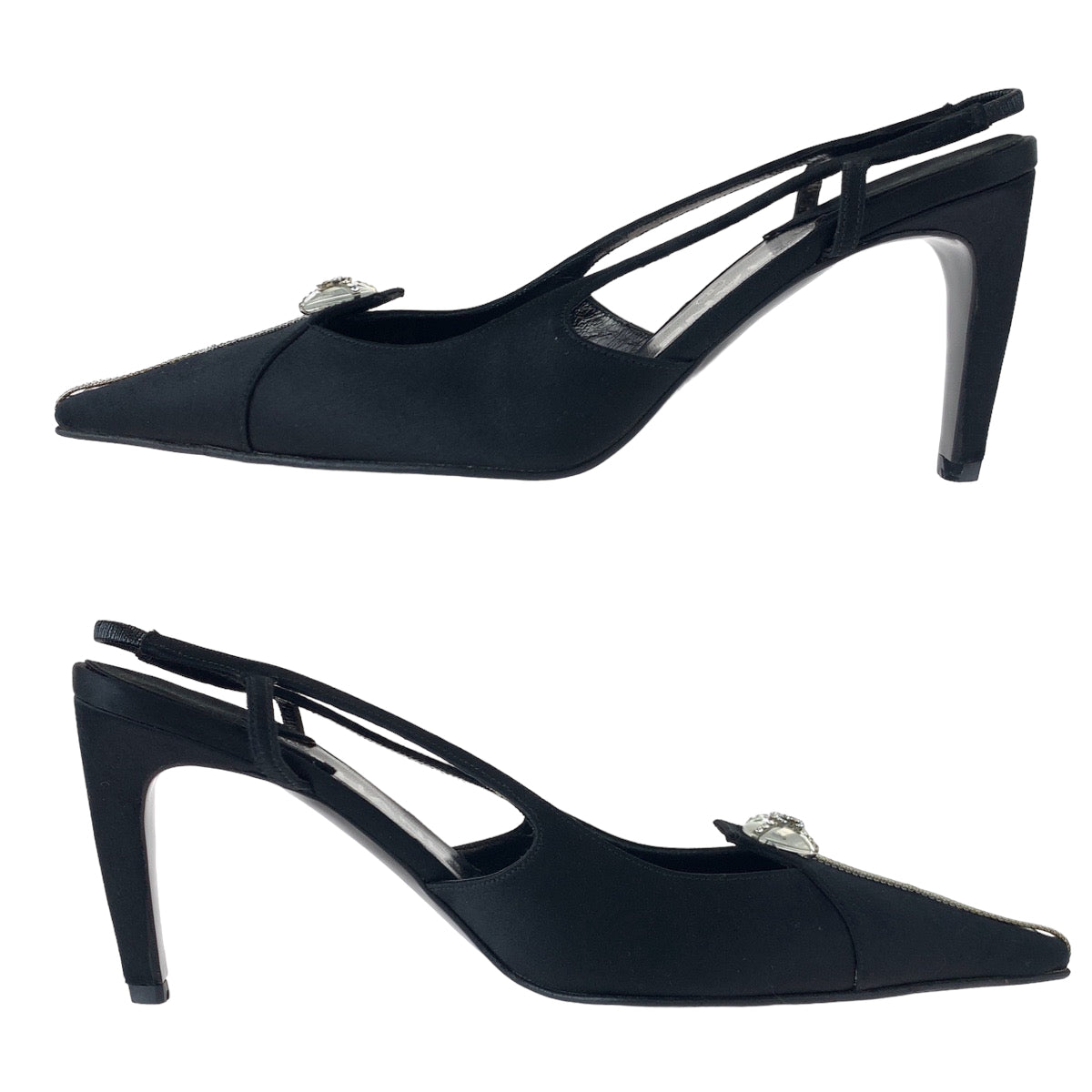 Chanel Satin Coco Mark Black Pumps