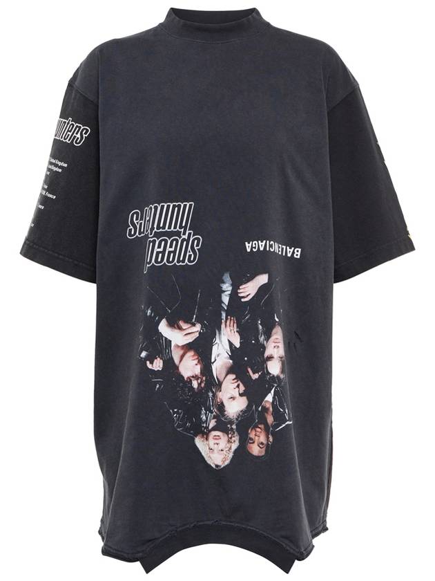 Luxury Balenciaga  Speed Hunter Upside Down Oversized Short Sleeve T-shirt Black