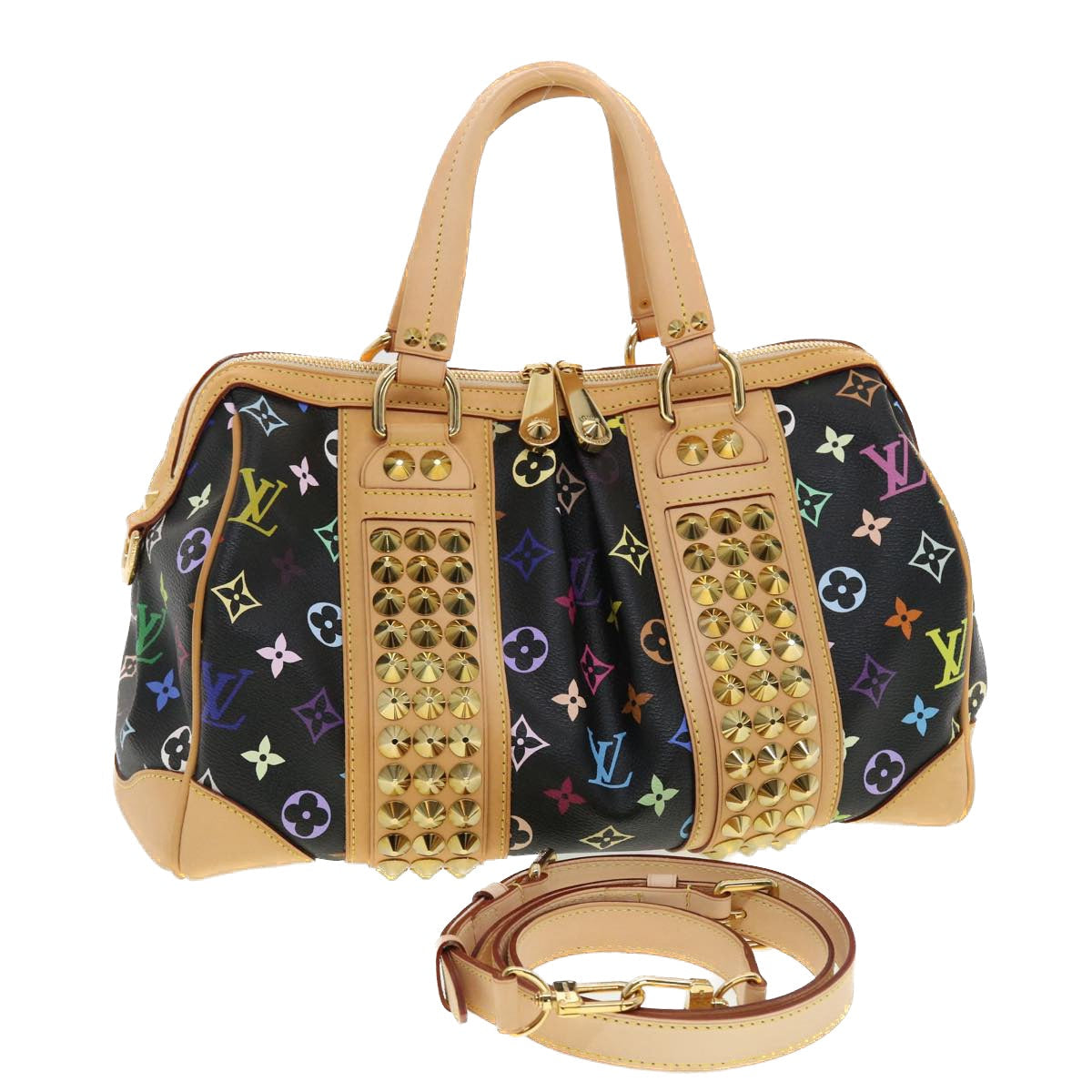 LOUIS VUITTON Monogram Multicolor Courtney MM Hand Bag Black M45642 Auth 40811A