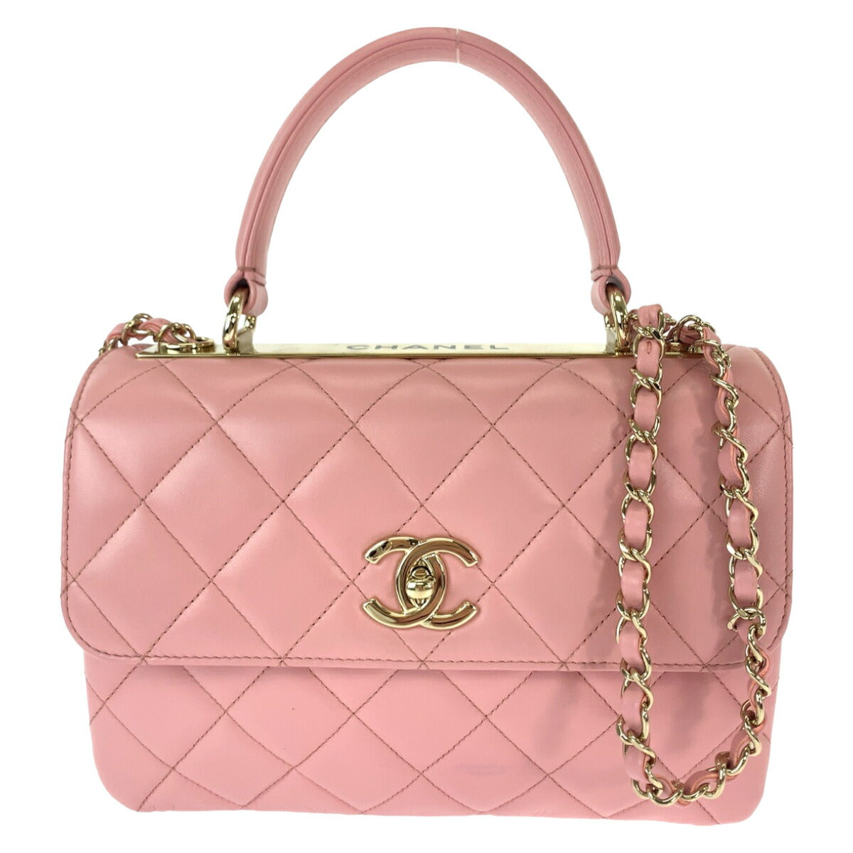Chanel Lambskin Matelasse Turn Lock Logo Handbag