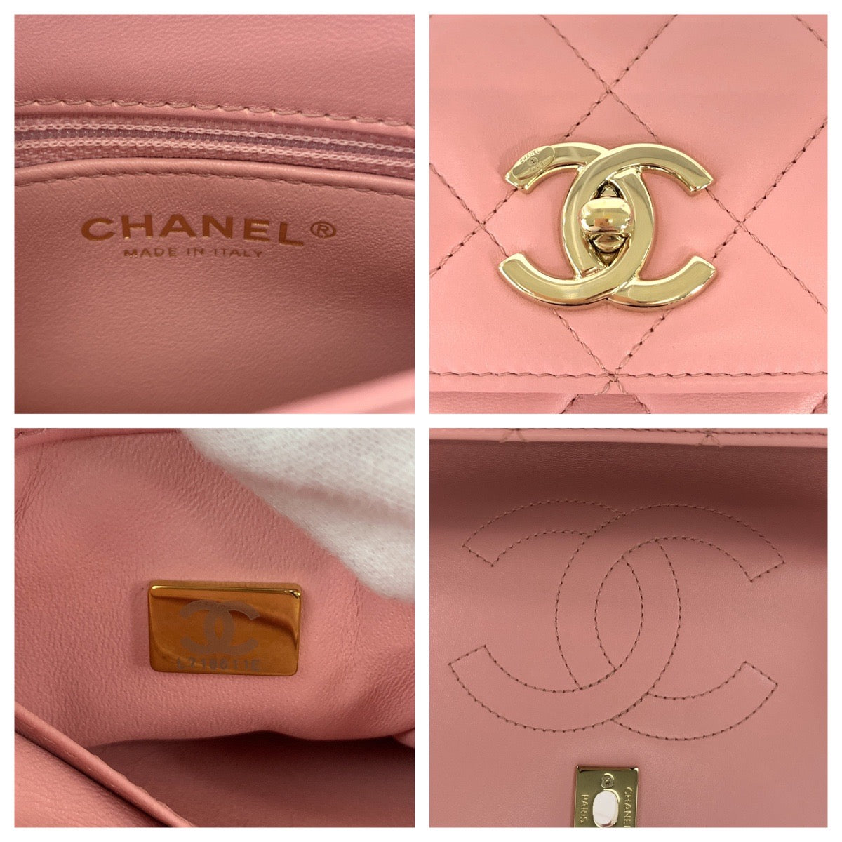 Chanel Lambskin Matelasse Turn Lock Logo Handbag