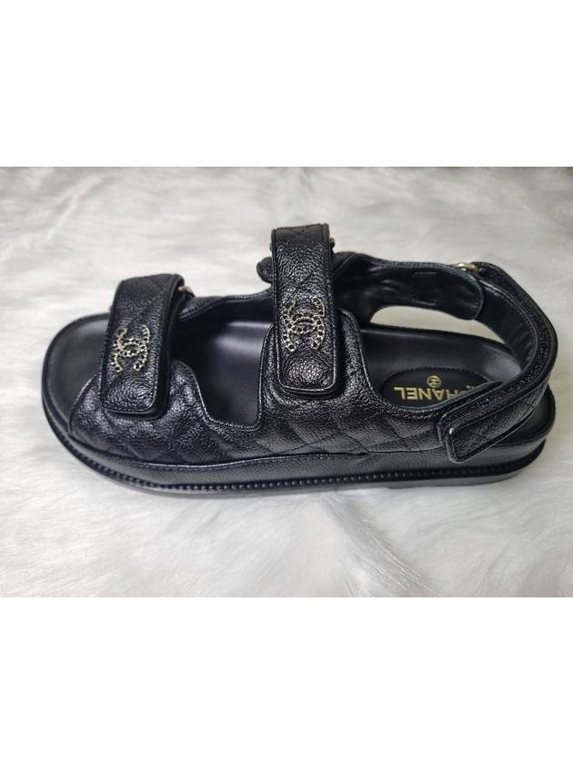 WoMen's CC Logo Velcro Sandals Gold Black Chanel