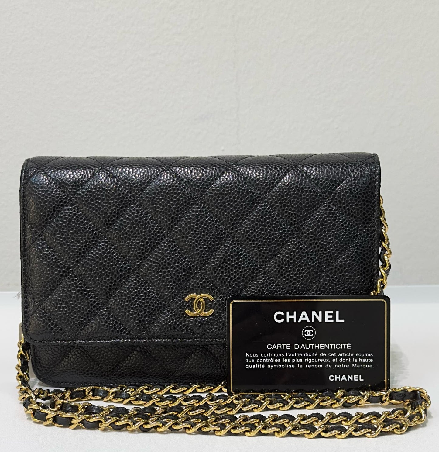 Chanel Classic Wallet on Chain Caviar Black GHW 28 Holo