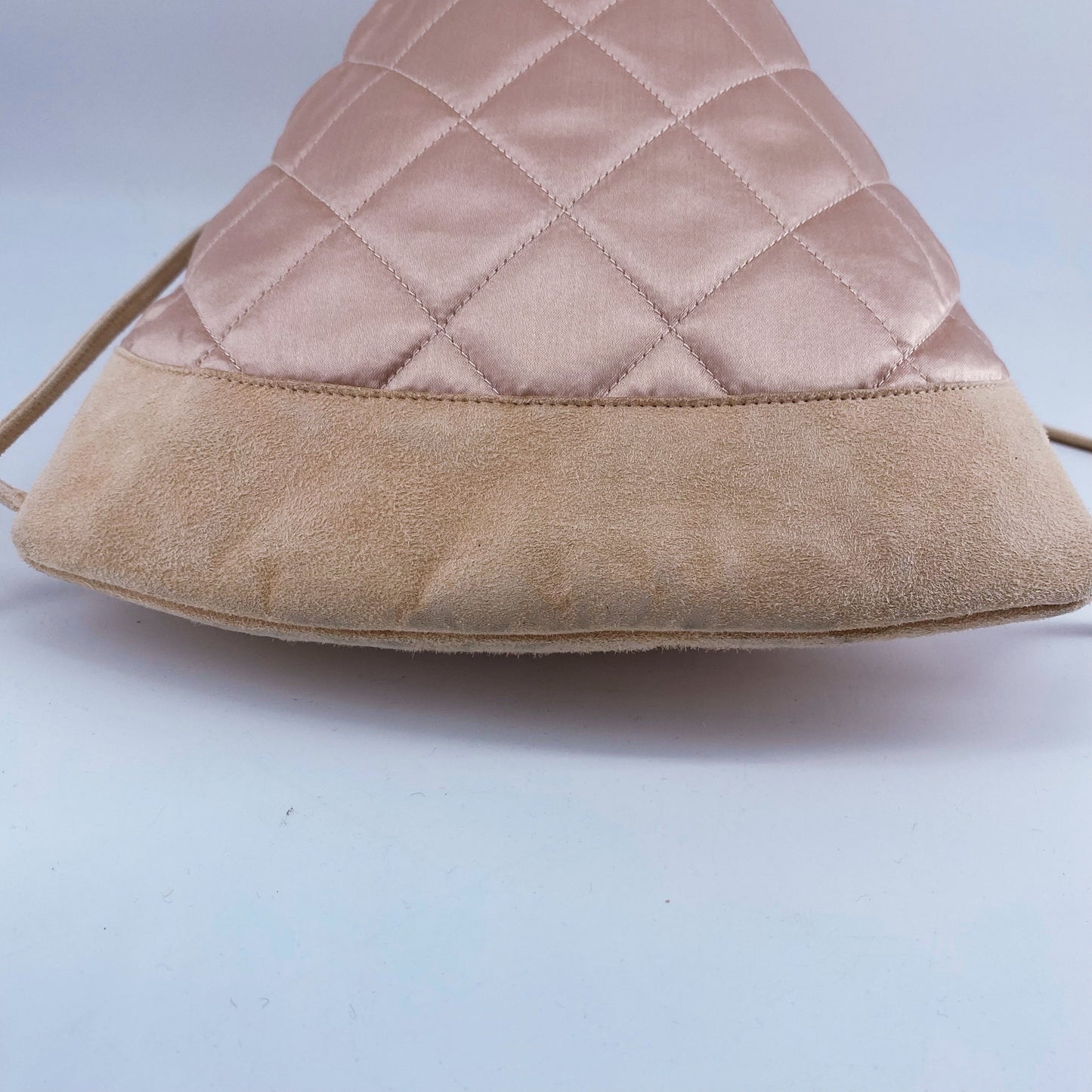 Chanel Vintage Quilted Satin and Suede Drawstring Backpack