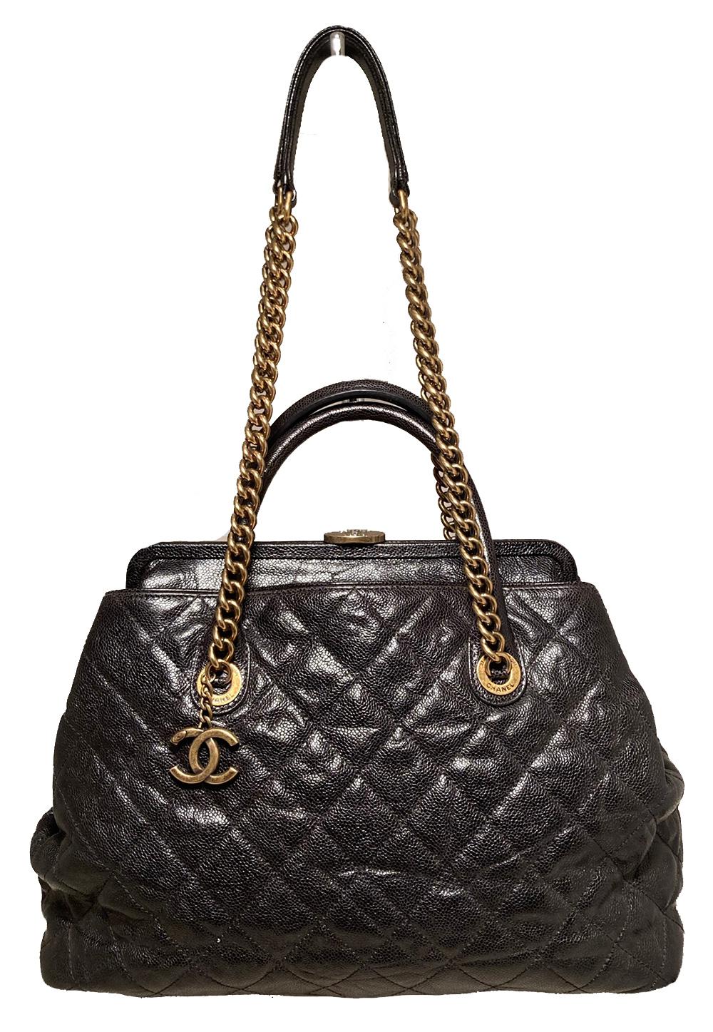Top Quality Chanel Glazed Caviar Large Frame Tote Bag