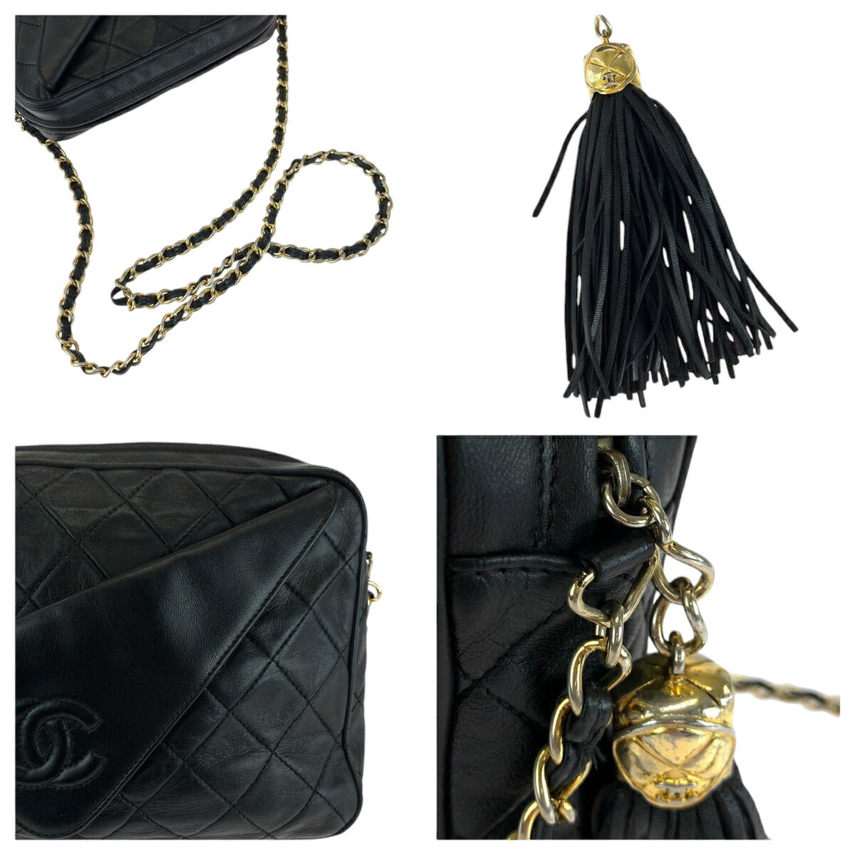 Chanel Vintage Lambskin Fringe Tassel Shoulder Bag