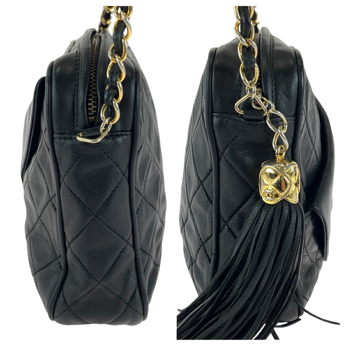 Chanel Vintage Lambskin Fringe Tassel Shoulder Bag