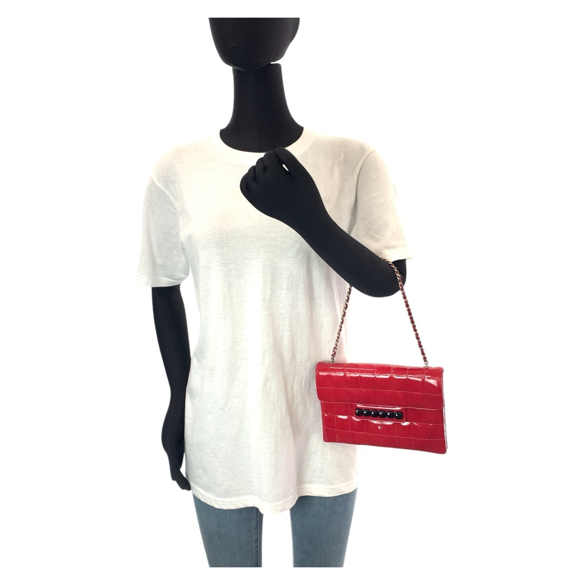 Chanel Vintage Chocolate Bar Patent Leather Handbag