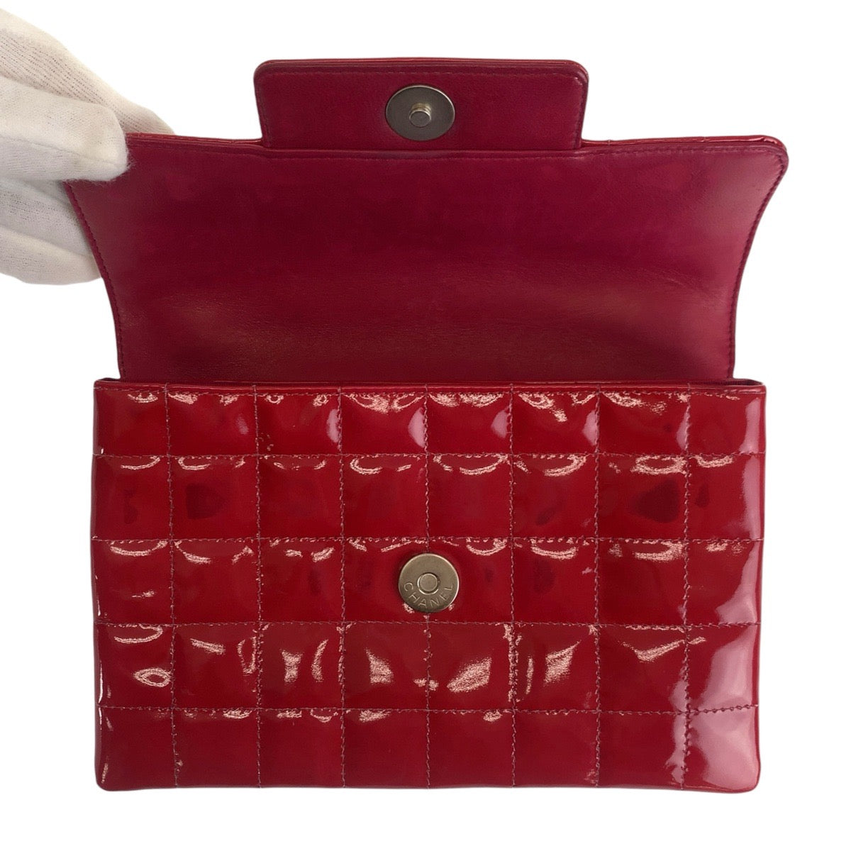 Chanel Vintage Chocolate Bar Patent Leather Handbag