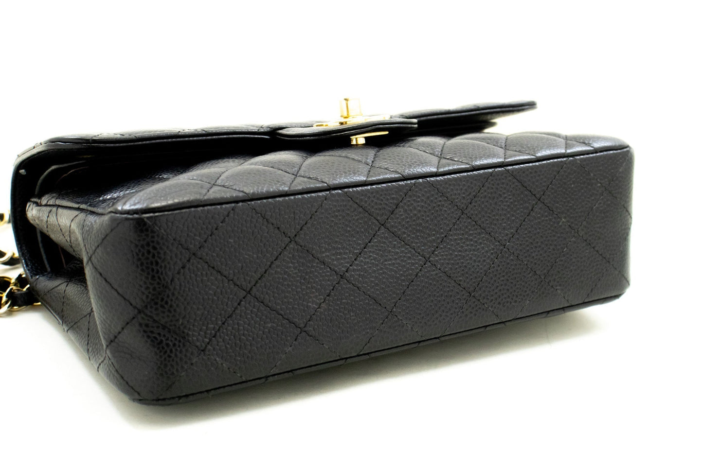 Top Quality Chanel Grained Calfskin Double New 9" Chain Shoulder Bag Black