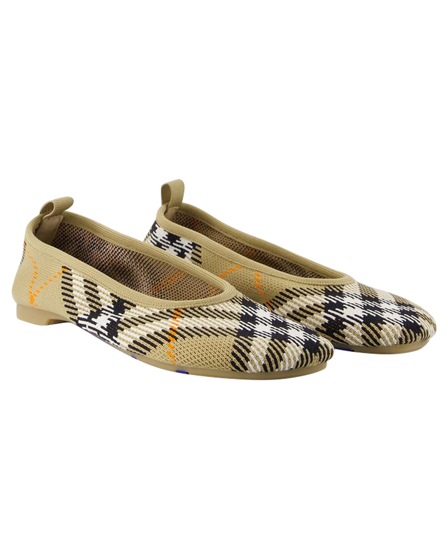 Burberry Plaid Knit Ballet Flats Women Brown | Beige