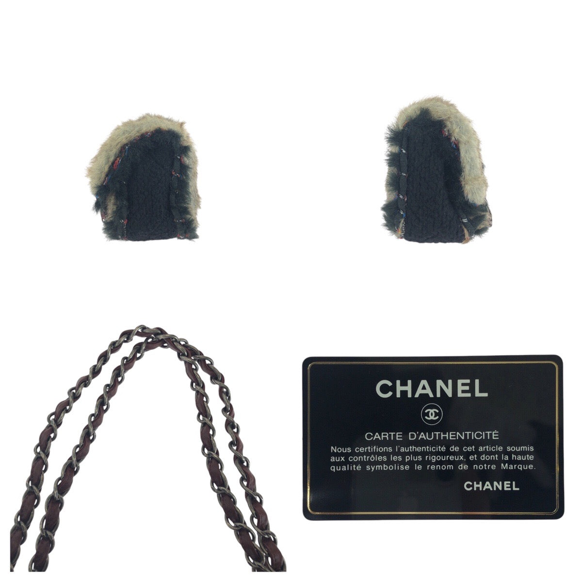 Chanel Vintage Coco Mark Turn Lock Fur Shoulder Bag