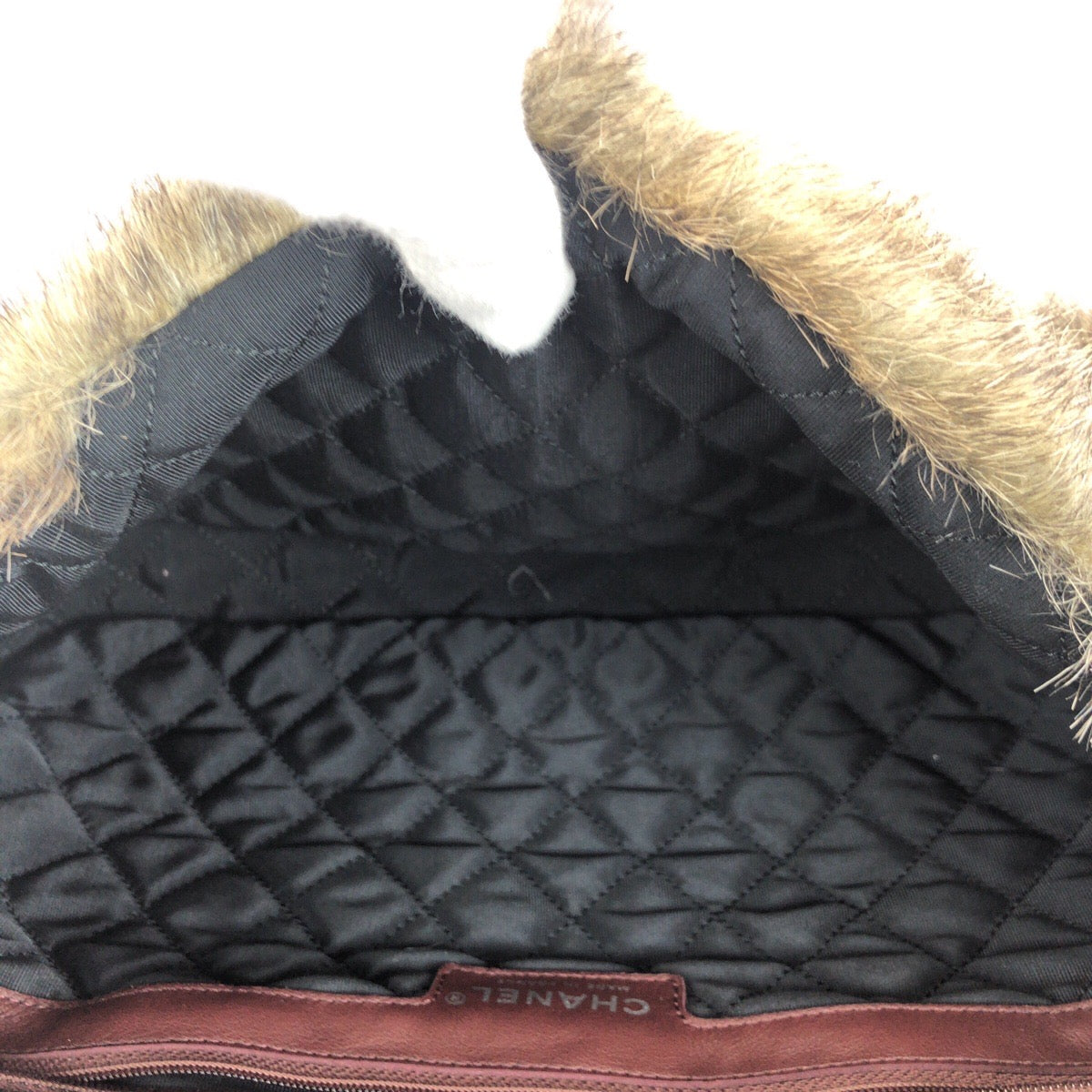 Chanel Vintage Coco Mark Turn Lock Fur Shoulder Bag