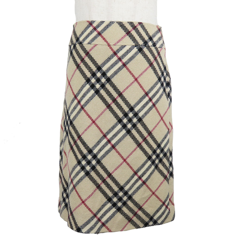 Burberry London Wool Skirt Beige Check