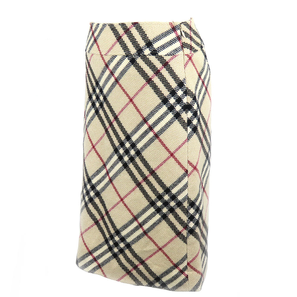 Burberry London Wool Skirt Beige Check