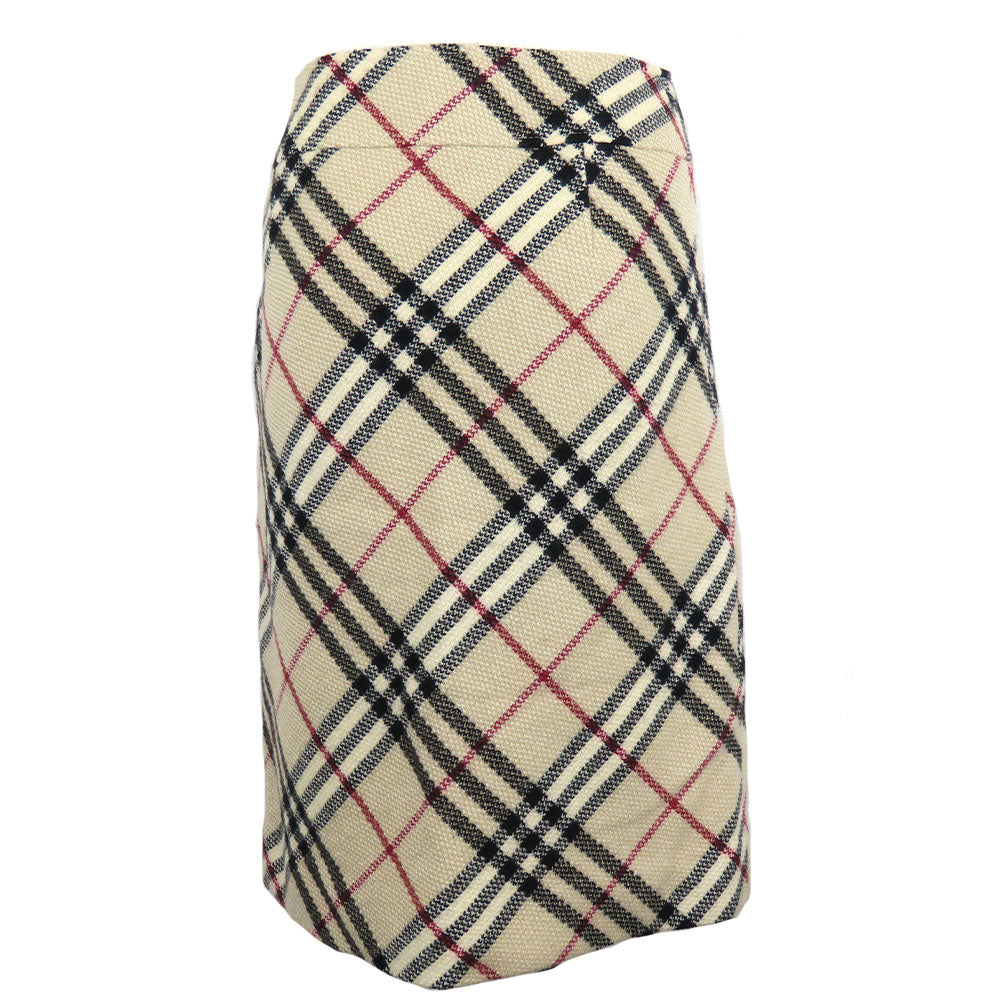 Burberry London Wool Skirt Beige Check