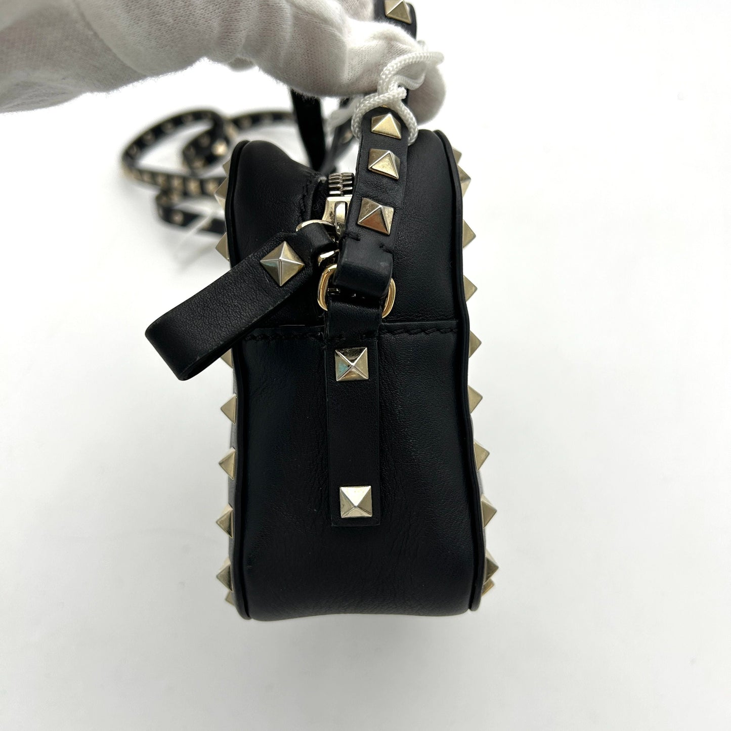 VALENTINO GARAVANI Calfskin Rockstud Camera Crossbody Bag LA20156