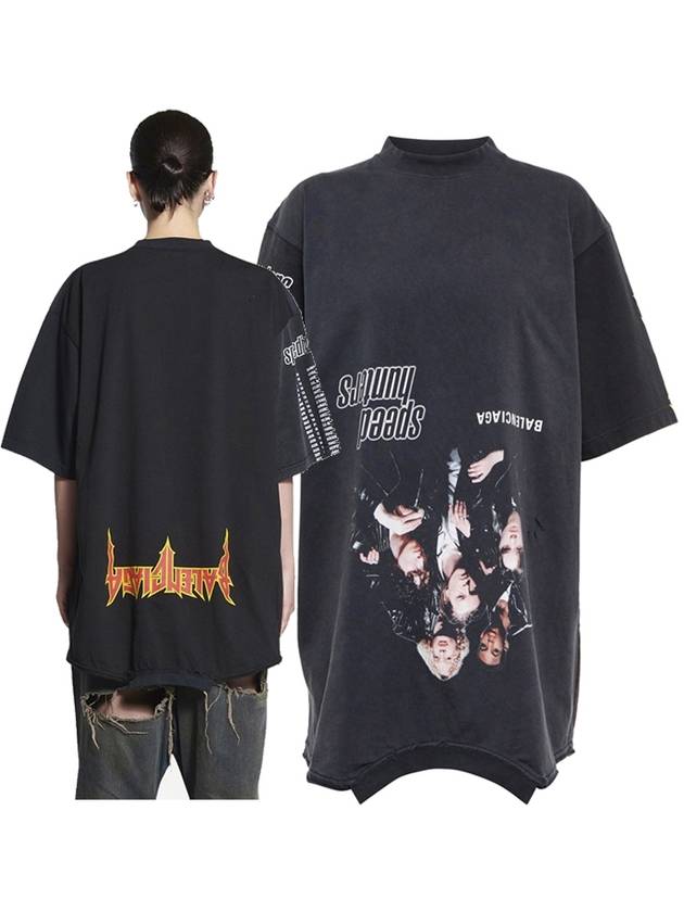 Luxury Balenciaga  Speed Hunter Upside Down Oversized Short Sleeve T-shirt Black