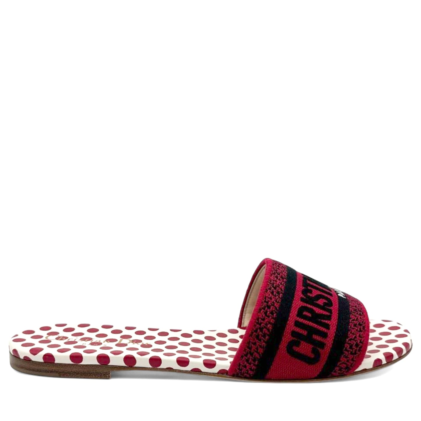 Dior Canvas Embroidered Polka Dot Dway Slides 37.5