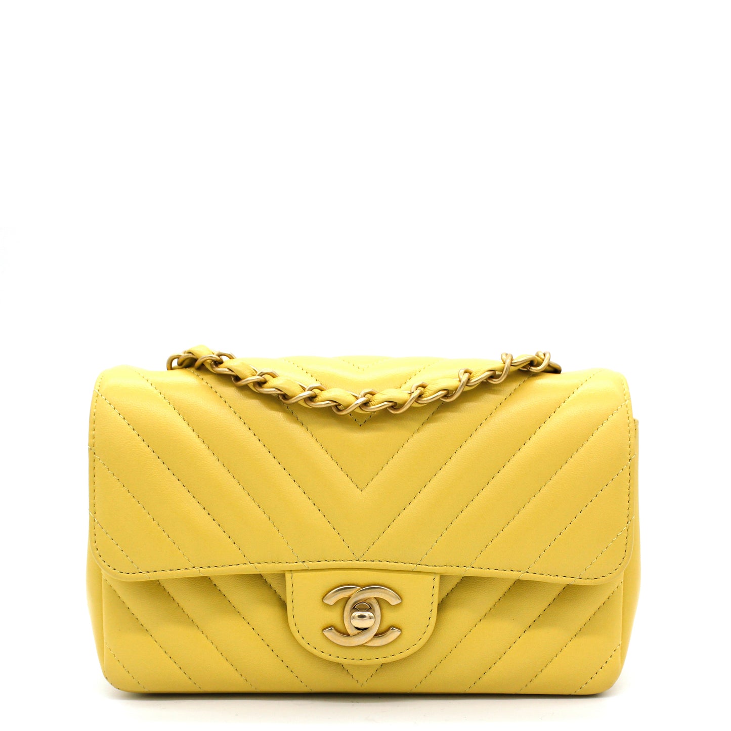 Chanel Classic Flap Mini Chevron Lambskin Yellow