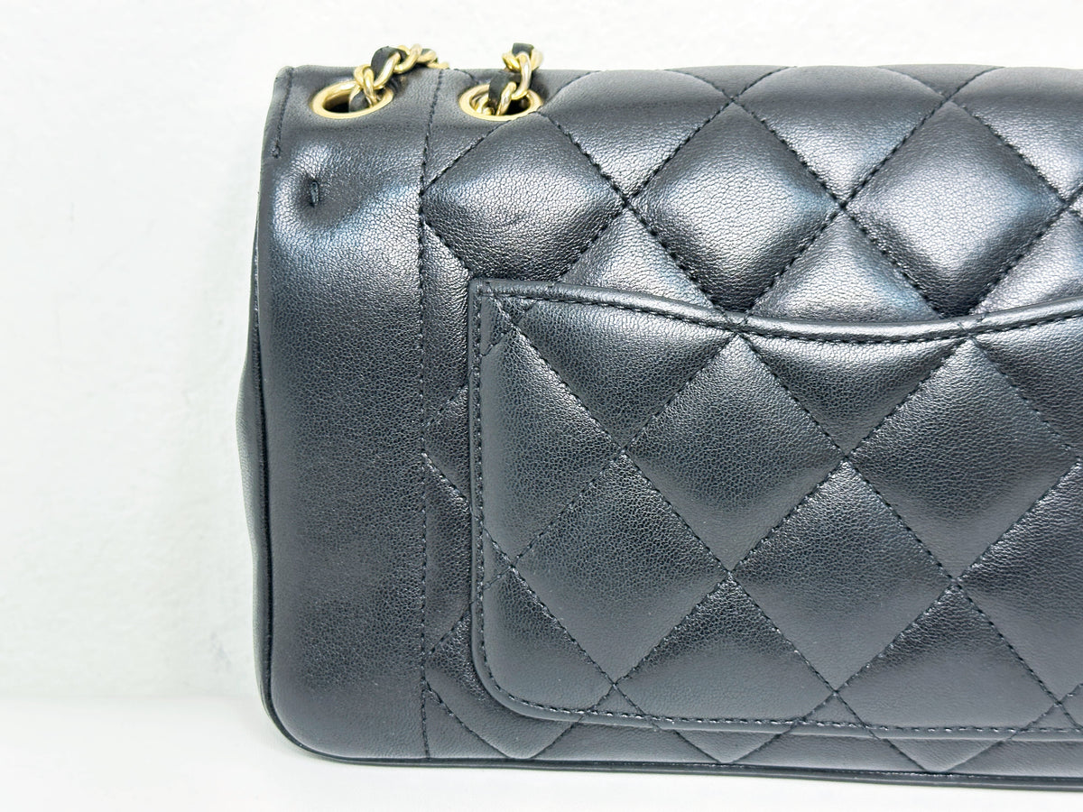 Chanel Small Diana Flap Black Lambskin GHW 2073 holo