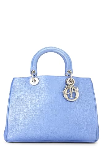 Dior,  Blue Metallic Leather Diorissimo Medium, Blue