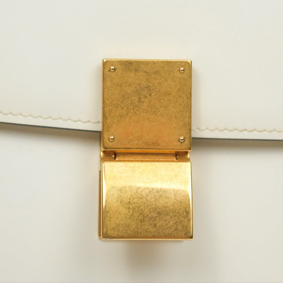 Celine Medium Classic Box Flap White Patent Gold Hardware