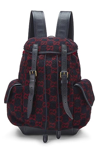 Gucci, Navy & Red Original GG Wool Backpack, Multi