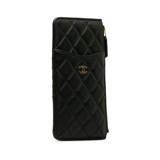 Chanel Matrases Cocomark Timeless Classic Card Box Long Wallet Black Caviar   CHANEL