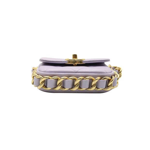 CHANEL Mini Framing Chain Flap Bag in Purple Leather