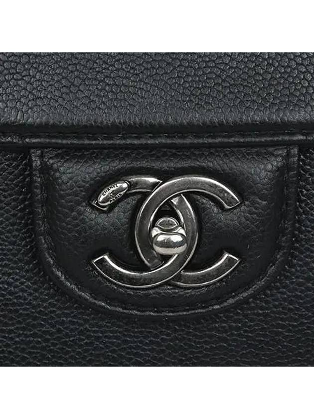 Vintage silver black leather quilting satchel 2WAY Chanel