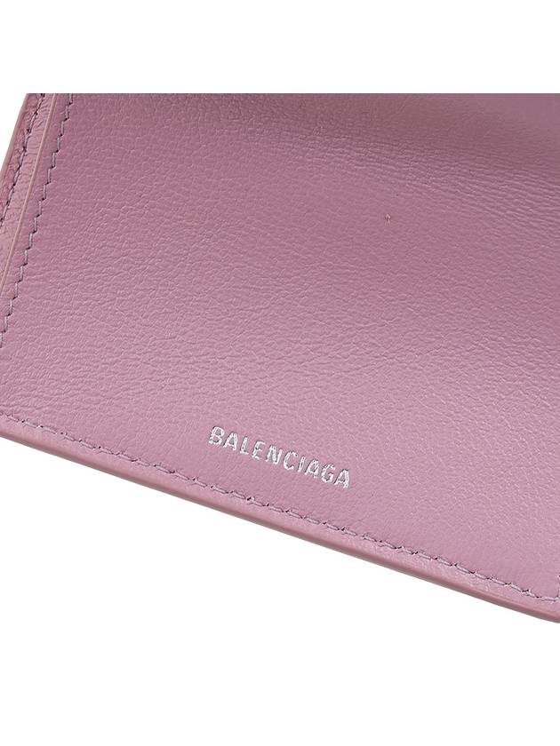 Luxury Balenciaga  Logo Tripold Leather Half-Wallet Pink