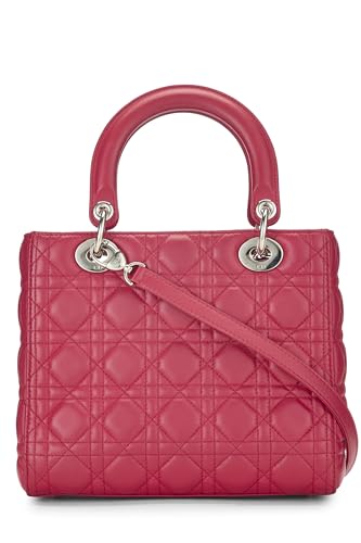Dior,  Pink Cannage Quilted Lambskin Lady Dior Medium, Pink