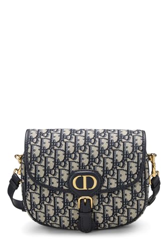 Dior,  Navy Oblique Jacquard Bobby Flap Medium, Navy