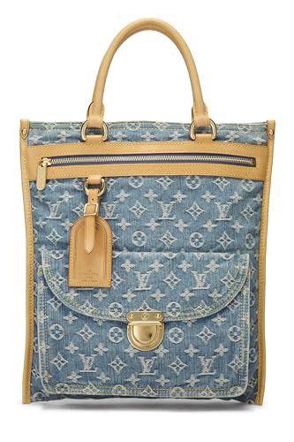 Louis Vuitton,  Blue Monogram Denim Flat Shopper, Blue