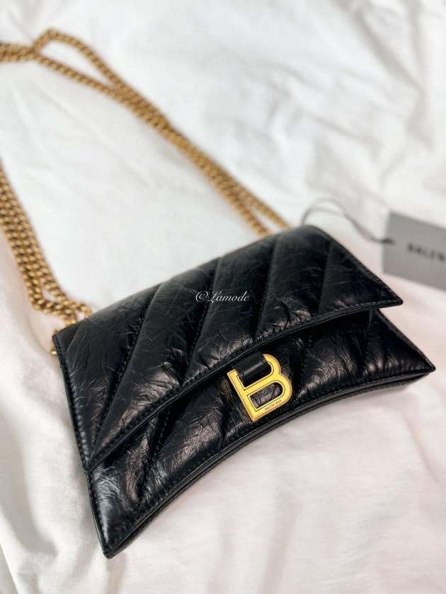 Luxury Balenciaga  Crush XS Chain Quilted Shoulder Bag Black