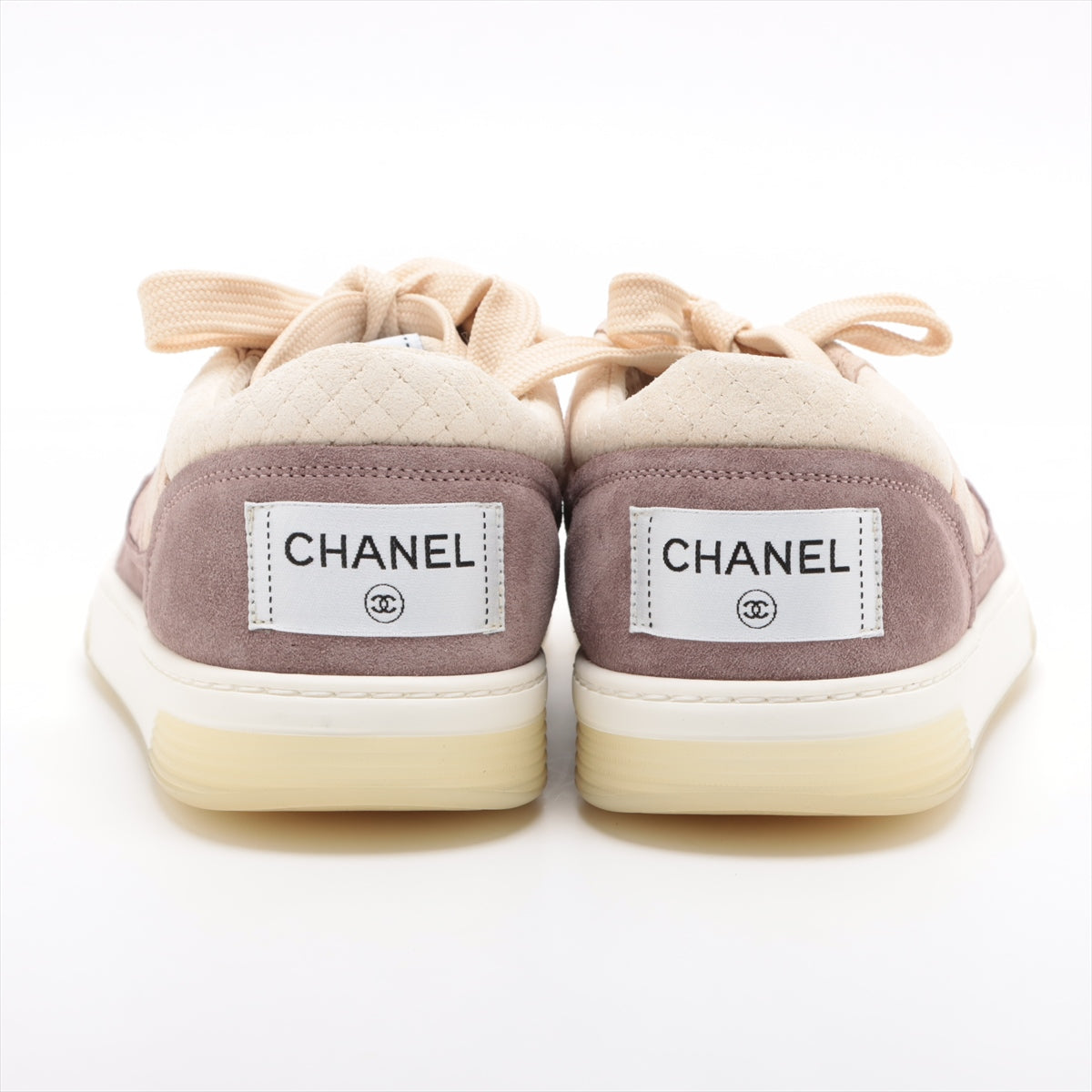 Chanel Coco Matrasse Suede Trainers 39  Beige X Pink G38740
