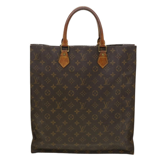 LOUIS VUITTON Monogram Sac Plat Hand Bag M51140 LV Auth 42195