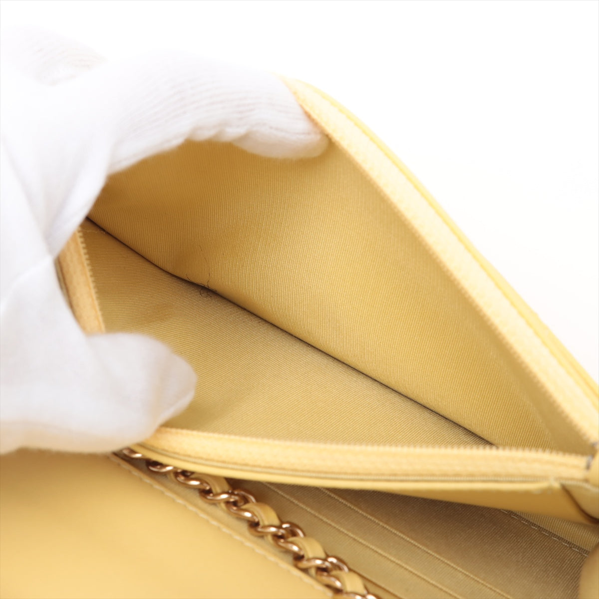 Chanel Matrasse  Chain Wallet Yellow G