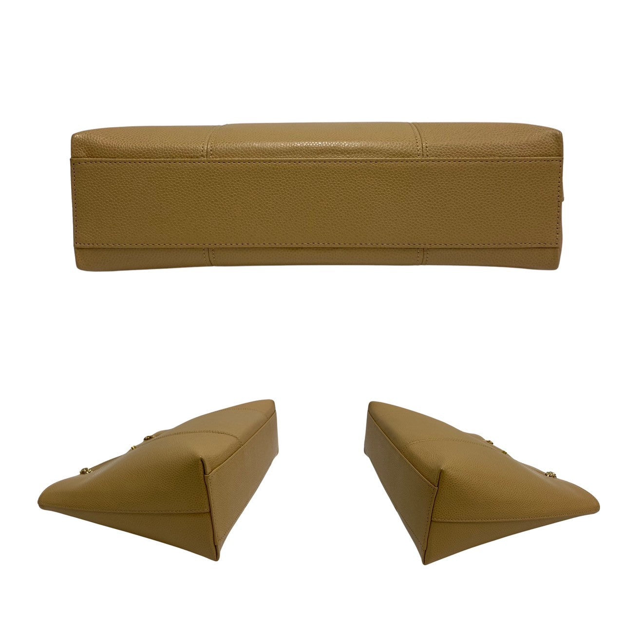 CHANEL Tote Bag leather beige Caviar skin Chain tote