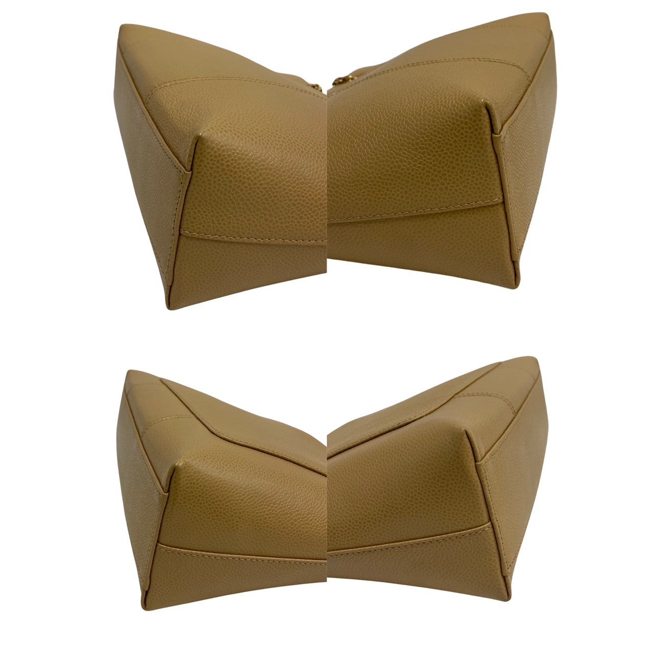 CHANEL Tote Bag leather beige Caviar skin Chain tote