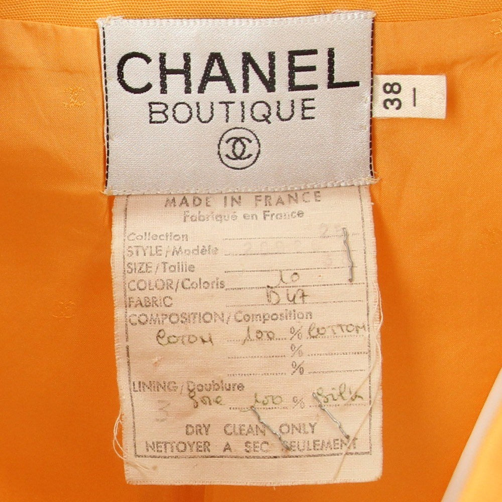 Chanel Orange Cotton Skirt Suit - '90s