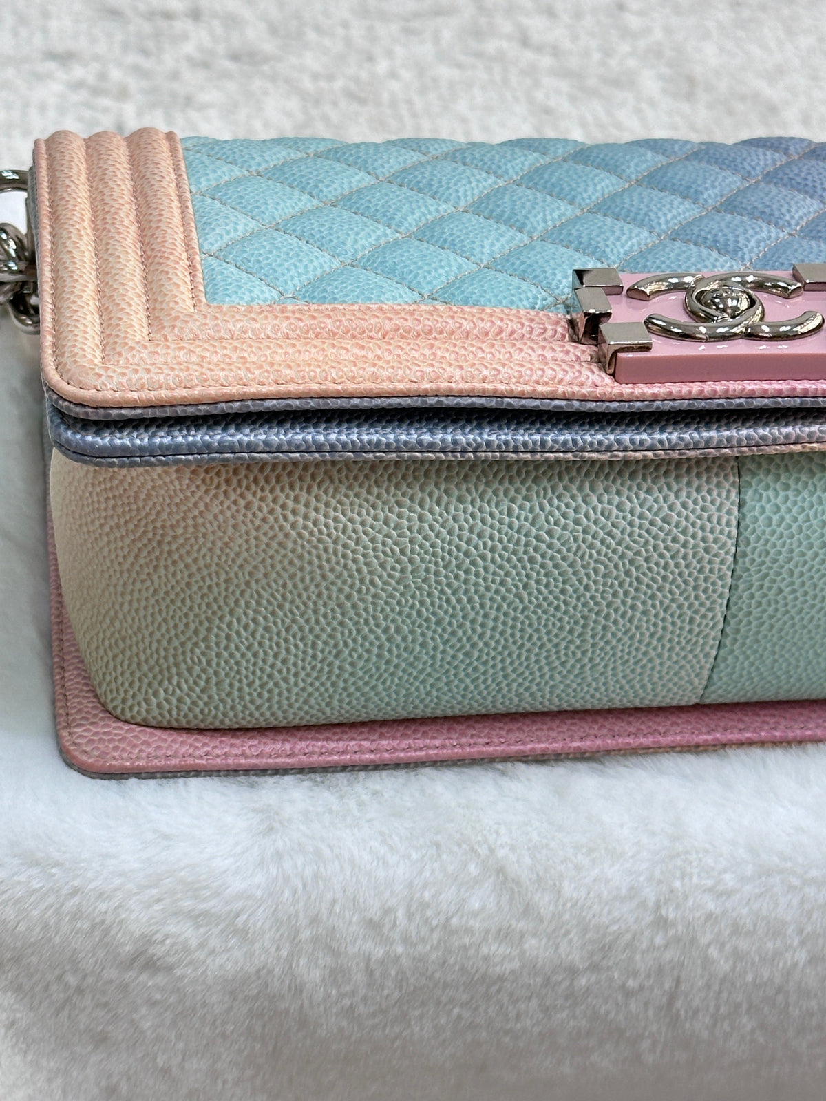 Chanel Rainbow Qulited Caviar Boy Bag Medium