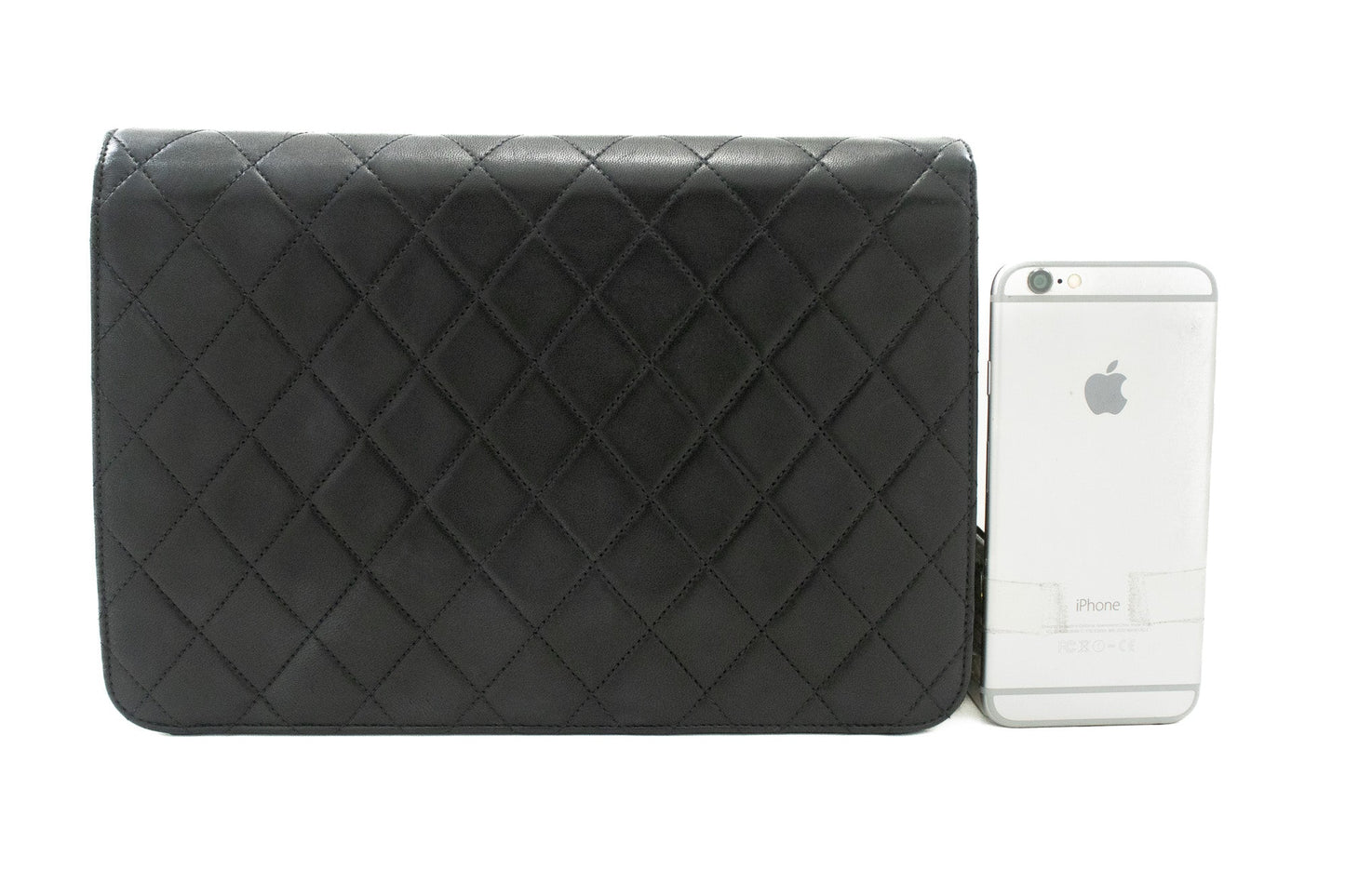CHANEL Chain Shoulder Bag Clutch Black Quilted Flap Lambskin Purse