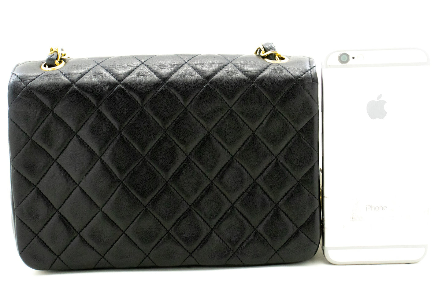 CHANEL Mini Small Chain Shoulder Bag Black Lambskin Quilted Flap