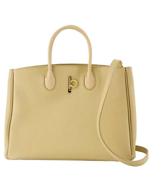 Burberry Pebbled Leather Tote Bag Women Brown | Beige ONE SIZE brown | beige
