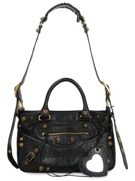 Luxury Balenciaga  Neo Cagole Medium Leather Tote Bag Black