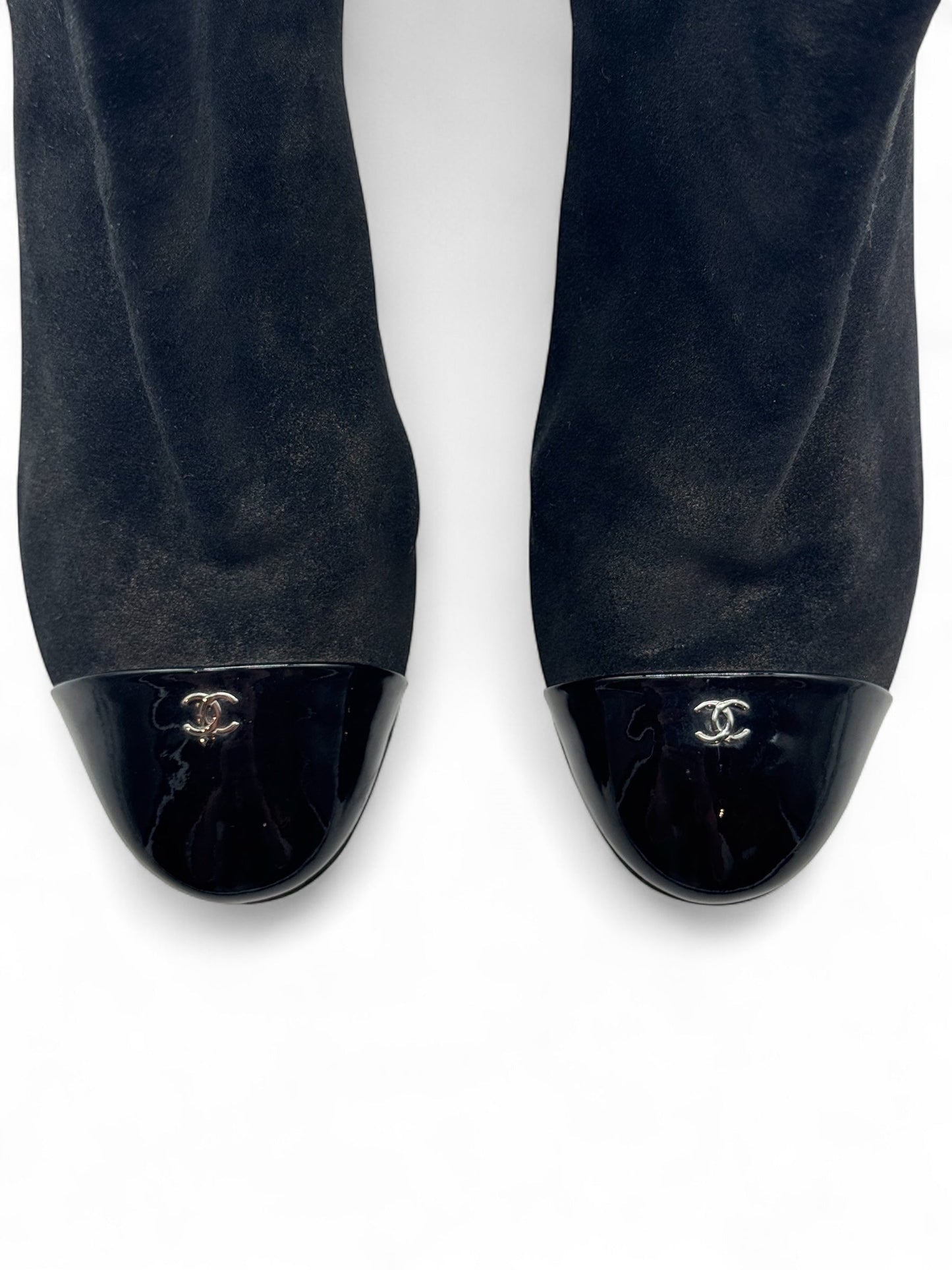 Chanel - Bottines CC à paillettes noir